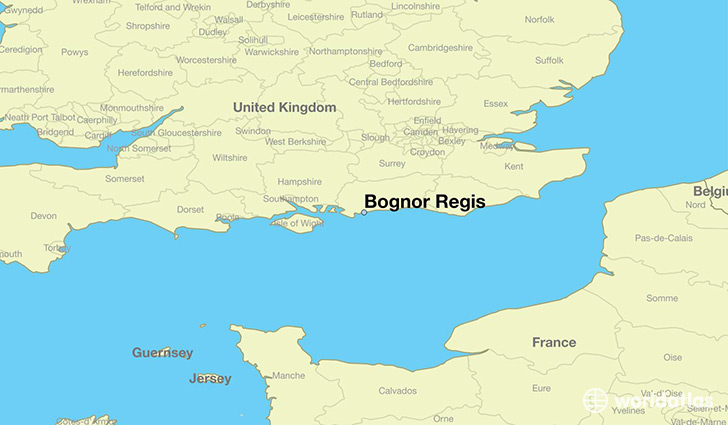 map showing the location of Bognor Regis