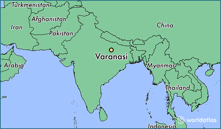 map showing the location of Varanasi