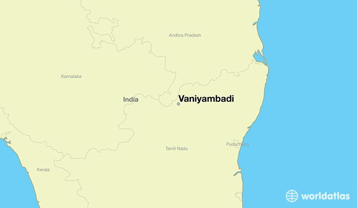map showing the location of Vaniyambadi