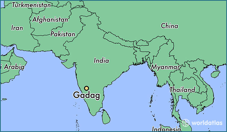 map showing the location of Gadag