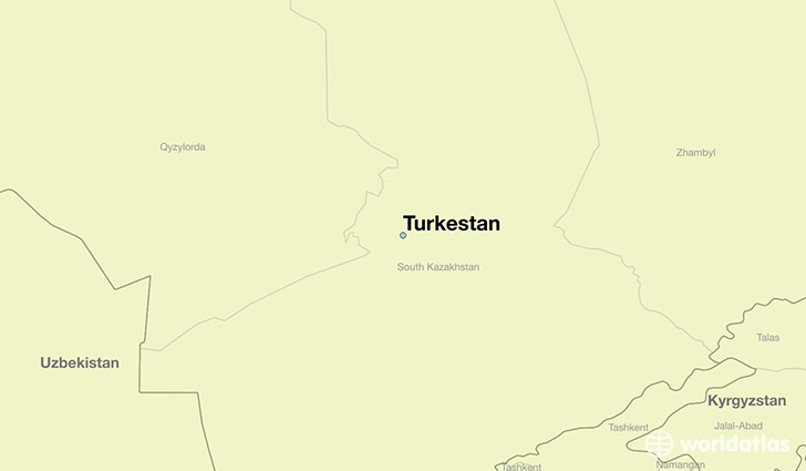 map showing the location of Turkestan