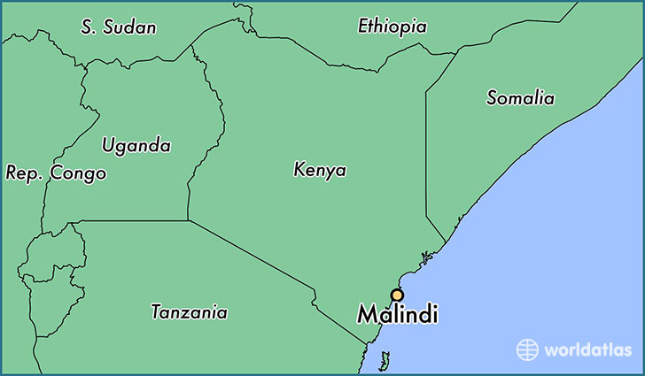 map showing the location of Malindi