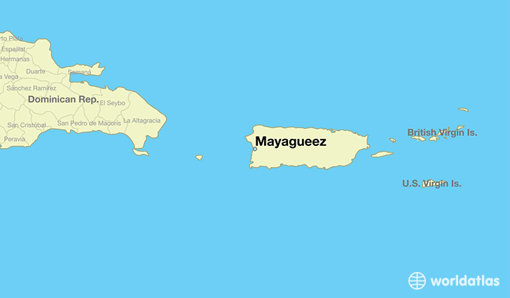map showing the location of Mayagueez