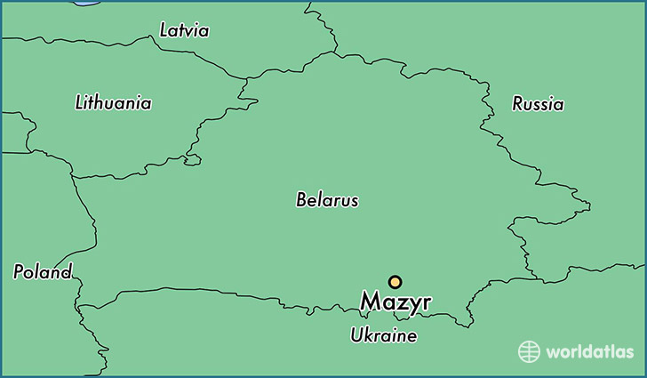 map showing the location of Mazyr