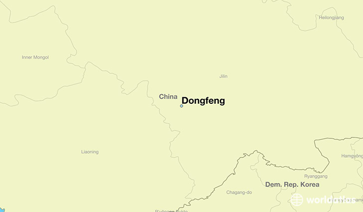 map showing the location of Dongfeng