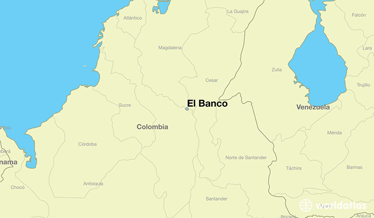 map showing the location of El Banco