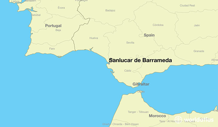 map showing the location of Sanlucar de Barrameda
