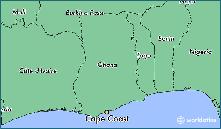 map showing the location of Cape Coast