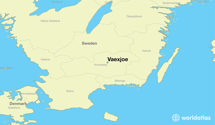 map showing the location of Vaexjoe