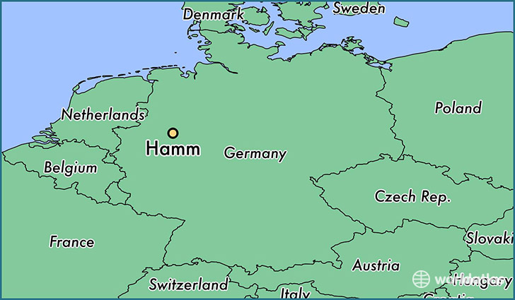 map showing the location of Hamm