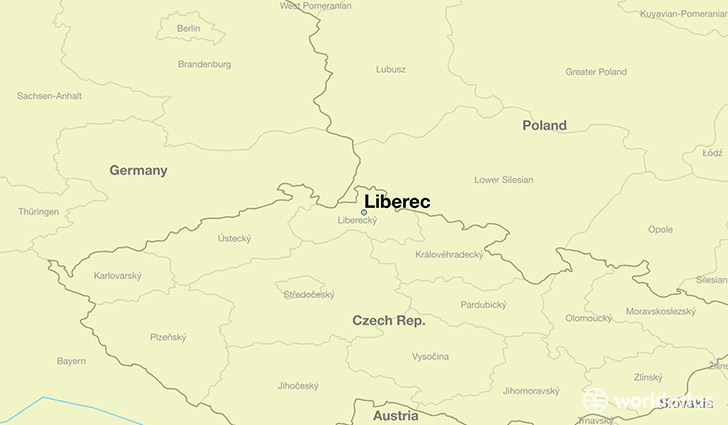 map showing the location of Liberec