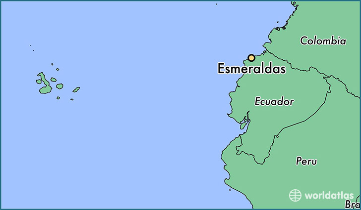 map showing the location of Esmeraldas
