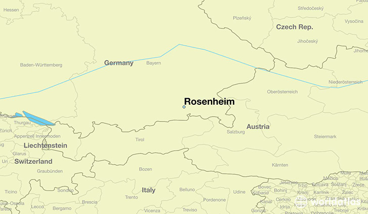 map showing the location of Rosenheim