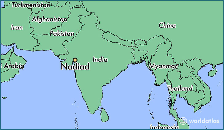 map showing the location of Nadiad