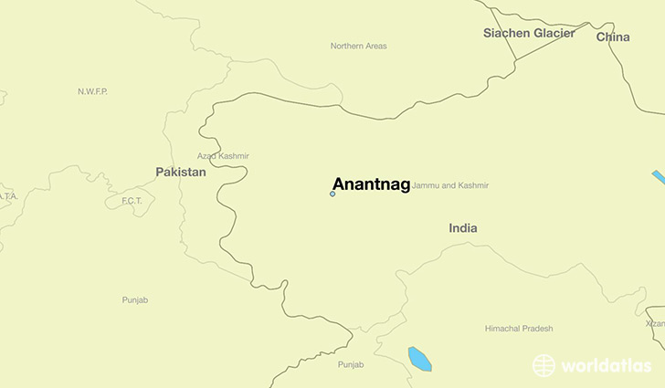 map showing the location of Anantnag