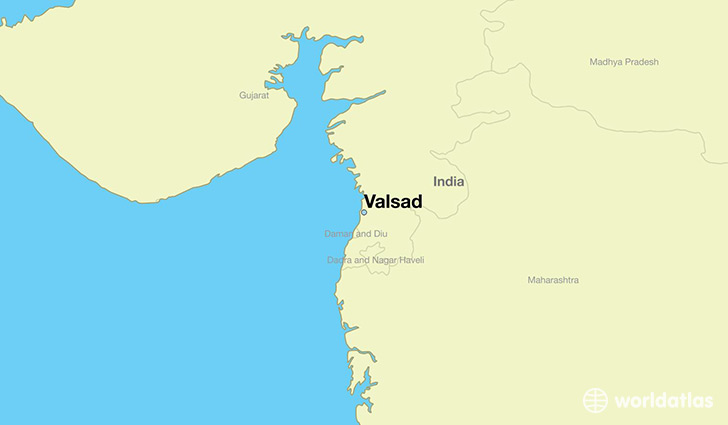 map showing the location of Valsad