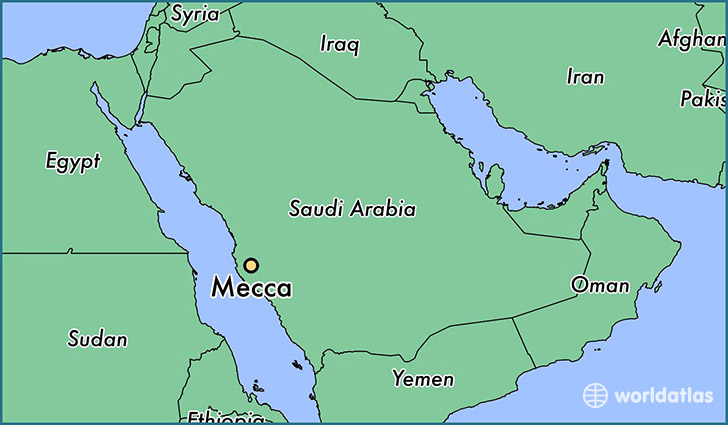 map showing the location of Mecca