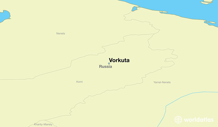 map showing the location of Vorkuta