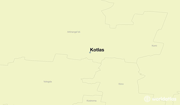 map showing the location of Kotlas