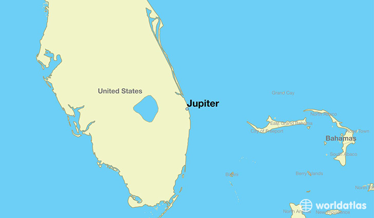map showing the location of Jupiter