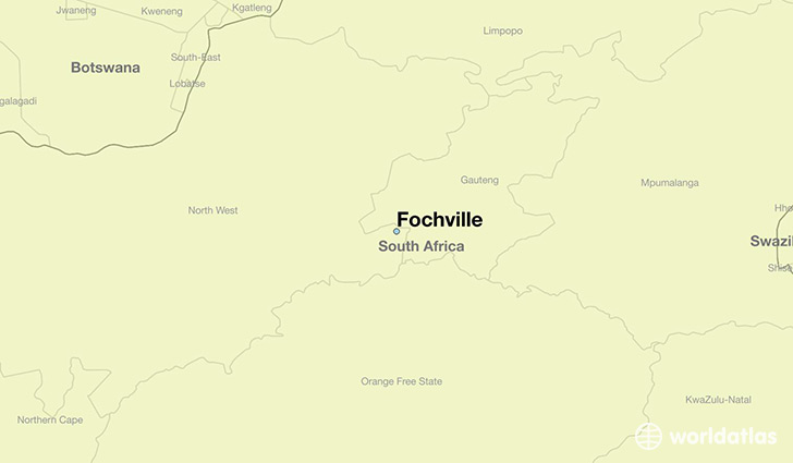 map showing the location of Fochville