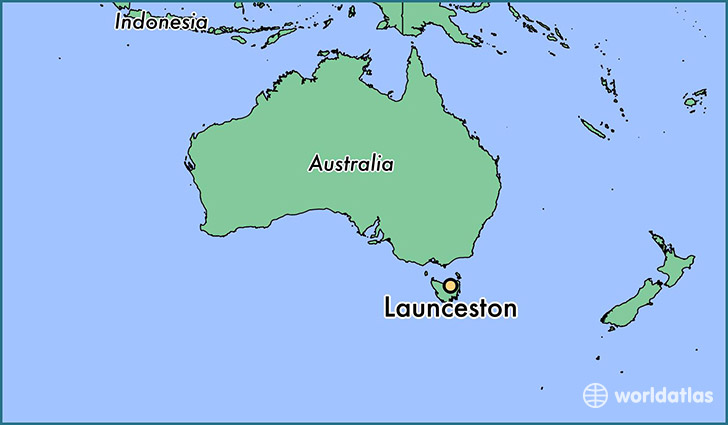 map showing the location of Launceston