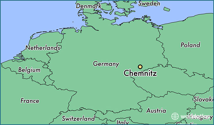 map showing the location of Chemnitz