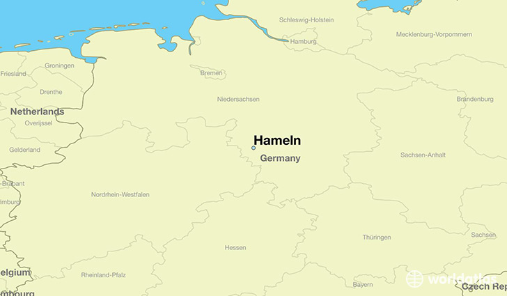 map showing the location of Hameln