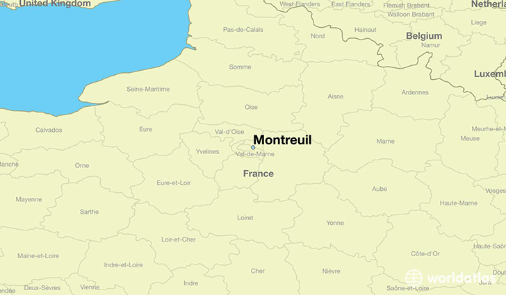 map showing the location of Montreuil