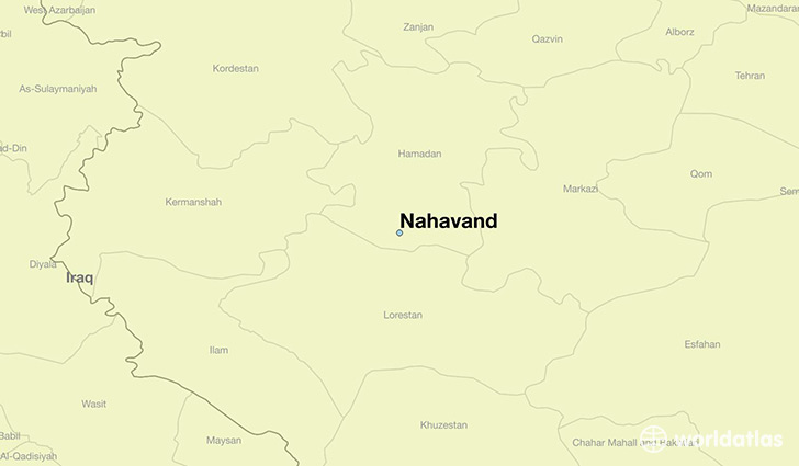 map showing the location of Nahavand