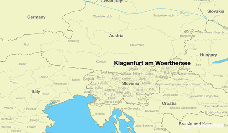 map showing the location of Klagenfurt am Woerthersee