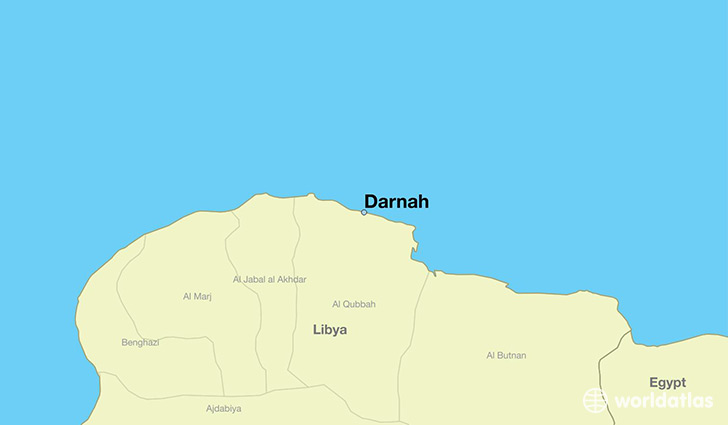 map showing the location of Darnah
