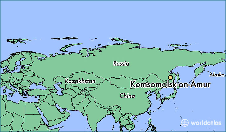 map showing the location of Komsomolsk-on-Amur