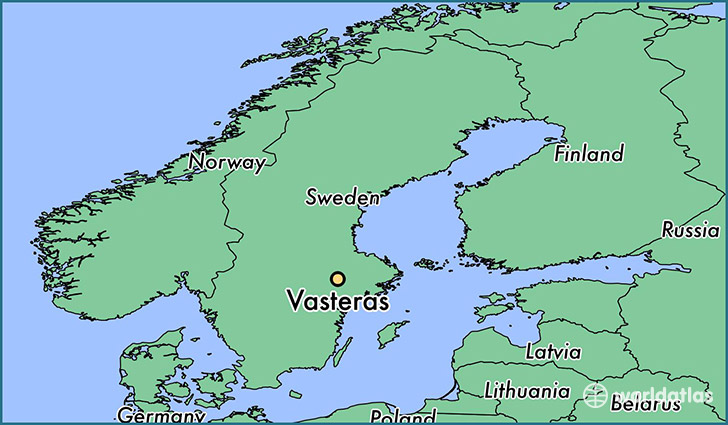 map showing the location of Vasteras