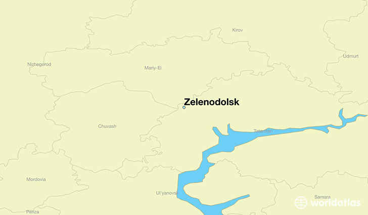 map showing the location of Zelenodolsk