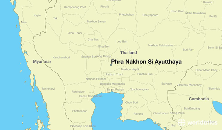 map showing the location of Phra Nakhon Si Ayutthaya