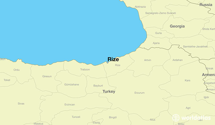 map showing the location of Rize