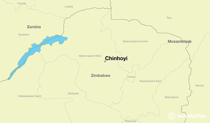 map showing the location of Chinhoyi