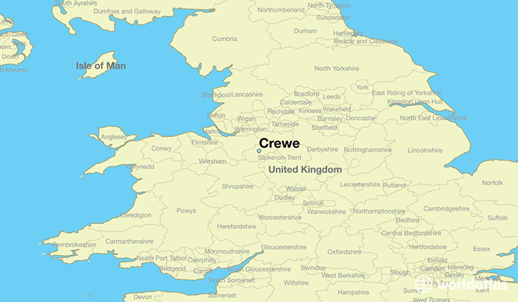 map showing the location of Crewe