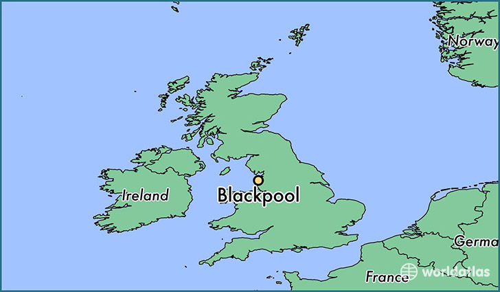map showing the location of Blackpool