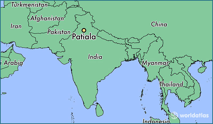 map showing the location of Patiala