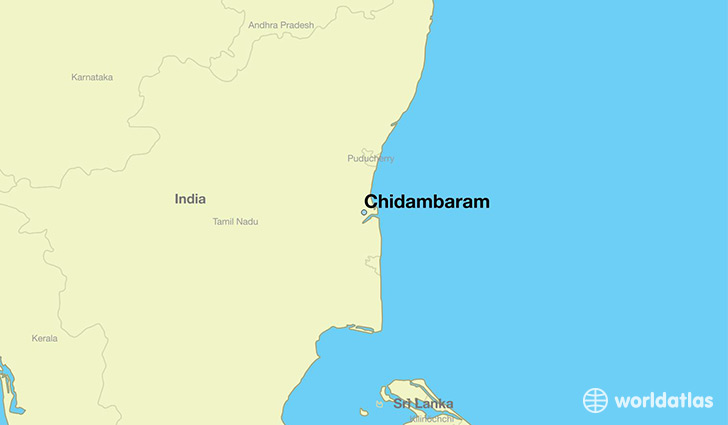 map showing the location of Chidambaram