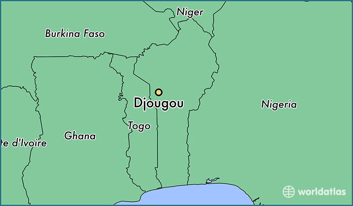 map showing the location of Djougou