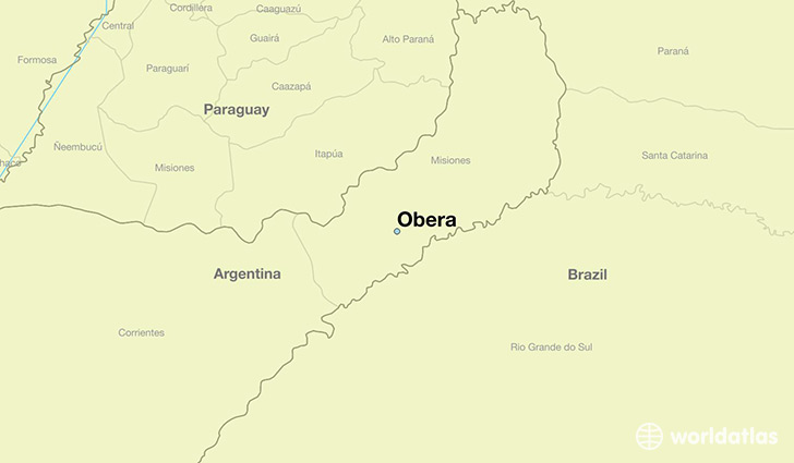 map showing the location of Obera