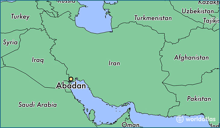 map showing the location of Abadan
