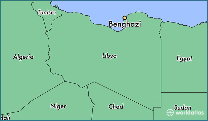 map showing the location of Benghazi