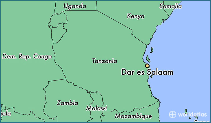 map showing the location of Dar es Salaam
