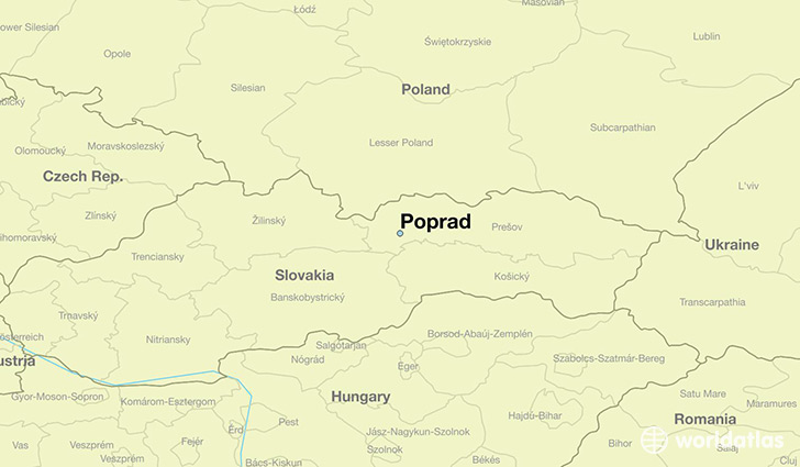 map showing the location of Poprad