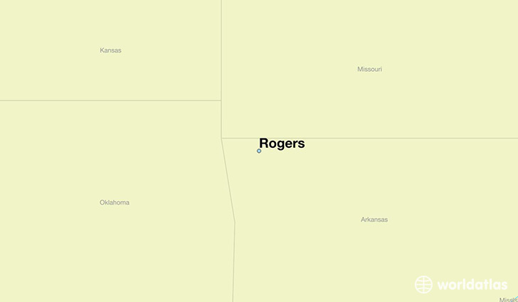 map showing the location of Rogers