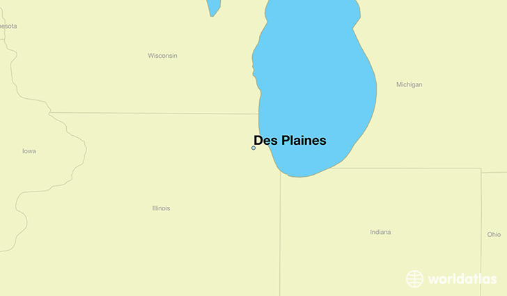 map showing the location of Des Plaines